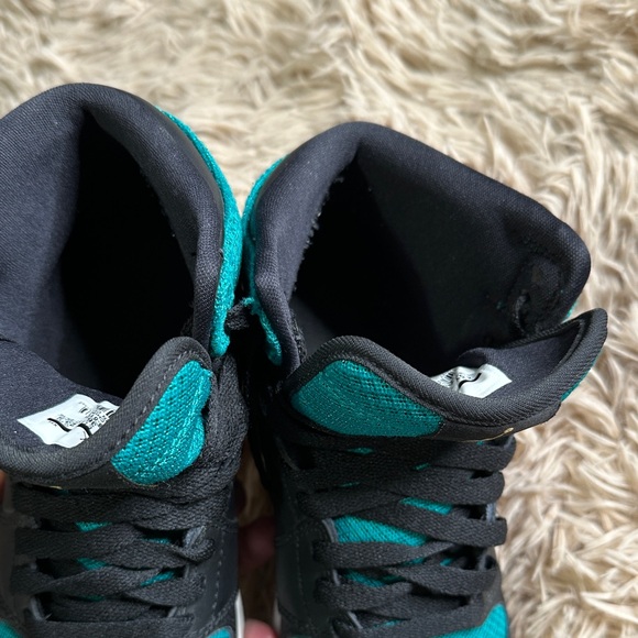Air Jordan Black and Teal High-Top Sneakers - Picture 6 of 16